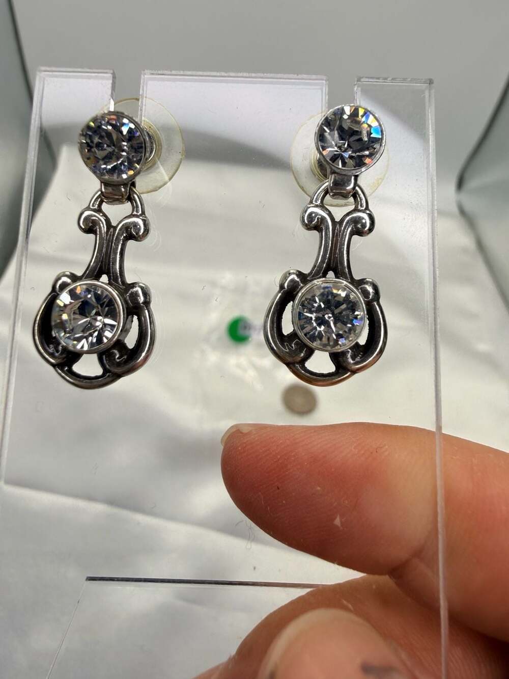 Brighton Silver Tone Crystal Drop Earrings